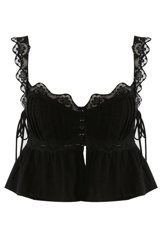 Milkmaid Pintuck Top In Black