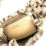 Pre Order Leopard Print Fur Luxe Gold Chain Bag