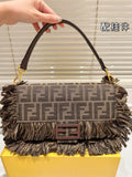 Pre Order Luxury Double Initial Tassle Detail Hand/Cross Bag In Brown