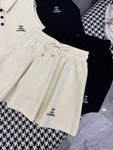 Pre Order Luxury Logo Half Buttn Sleeveless Top & Short Set