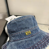 Pre Order Luxury Gold Logo Denim Bucket Hat