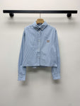 Pre Order Blue Pin Stripe Luxury Logo Short & Shirt Set