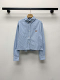 Pre Order Blue Pin Stripe Luxury Logo Short & Shirt Set
