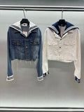 Pre Order Denim Luxury Logo Jacket & Skirt Set