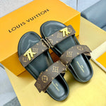 Pre Order Luxury Double Letter Gold Logo Strap Slides