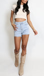 Denim Diamante Shorts