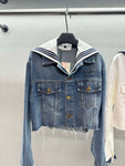Pre Order Denim Luxury Logo Jacket & Skirt Set