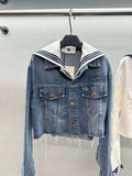 Pre Order Denim Luxury Logo Jacket & Skirt Set