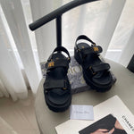 Pre Order Luxury Gold Logo Double Strap Sandals