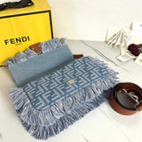 Pre Order Frayed Denim Double Letter Design Handbag