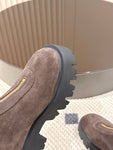Pre Order Front Zip Logo Suede Boots