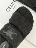 Pre Order Double Strap Luxury Logo Design Teddy Slippers