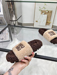 Pre Order Fluffy Luxury Logo Teddy Slippers