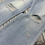 Pre Order Luxury Logo Design Ripped Flared Jeans
