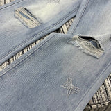 Pre Order Luxury Logo Design Ripped Flared Jeans
