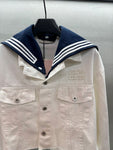 Pre Order Denim Luxury Logo Jacket & Skirt Set