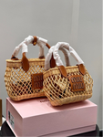 Pre Order Luxury Tanned Logo Design Basket Handbag