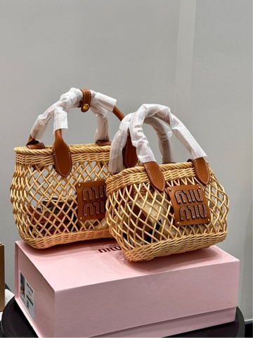 Pre Order Luxury Tanned Logo Design Basket Handbag