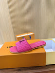Pre Order Luxury Gold Logo Wicker Flat Mules (8 Colours)