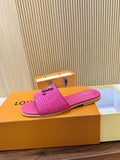 Pre Order Luxury Gold Logo Wicker Flat Mules (8 Colours)