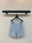 Pre Order Blue Pin Stripe Luxury Logo Short & Shirt Set