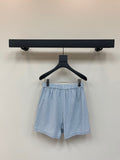 Pre Order Blue Pin Stripe Luxury Logo Short & Shirt Set
