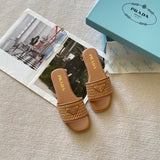 Pre Order Leather Slides With Crochet Detail