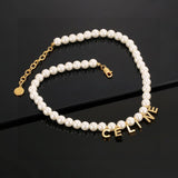 Pre Order Luxury Pearl Logo Gold Necklace