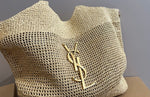 Pre Order Luxury Gold Letter Logo Wicker Bag With Matching Purse (2 Colours)