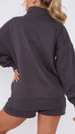 Half Zip Jumper & Short Set In Black