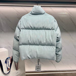 Pre Order Cord Blue Puffer Luxury Logo Coat