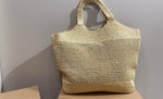 Pre Order Luxury Gold Letter Logo Wicker Bag With Matching Purse (2 Colours)