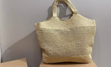 Pre Order Luxury Gold Letter Logo Wicker Bag With Matching Purse (2 Colours)