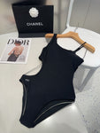 Pre Order Luxury Diamanté Logo Side Cut Out Swimsuit