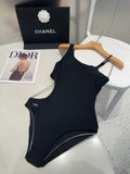 Pre Order Luxury Diamanté Logo Side Cut Out Swimsuit