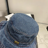 Pre Order Luxury Gold Logo Denim Bucket Hat
