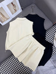Pre Order Luxury Logo Half Buttn Sleeveless Top & Short Set