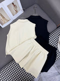 Pre Order Luxury Logo Half Buttn Sleeveless Top & Short Set