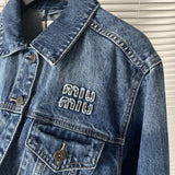 Pre Order Denim Frayed Luxury Logo Jacket