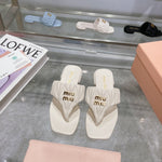 Pre Order Luxury Pleated Design Logo Flip flops
