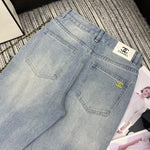 Pre Order Luxury Logo Design Ripped Flared Jeans