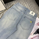 Pre Order Luxury Logo Design Ripped Flared Jeans