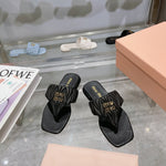 Pre Order Luxury Pleated Design Logo Flip flops