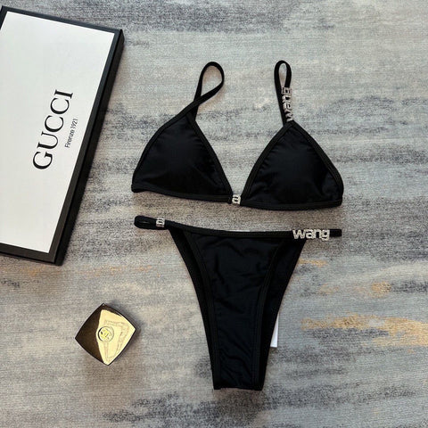 Pre Order Luxury Diamanté Strap Logo Bikini Set
