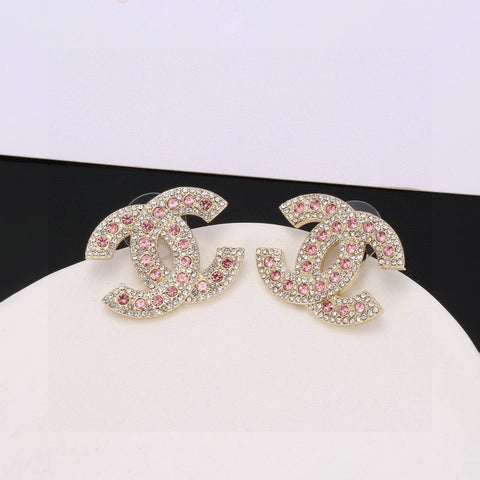 Pre Order Pink Diamanté Double Initial Earrings