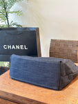 Pre Order Luxury Embroidered Logo Dark Denim Handbag