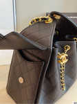 Pre Order Black & Gold Luxury Logo Chain Bucket Bag