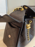 Pre Order Black & Gold Luxury Logo Chain Bucket Bag