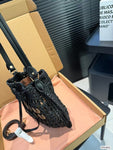 Pre Order Luxury Woven Logo Top Handle Bag In Black
