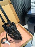 Pre Order Luxury Woven Logo Top Handle Bag In Black